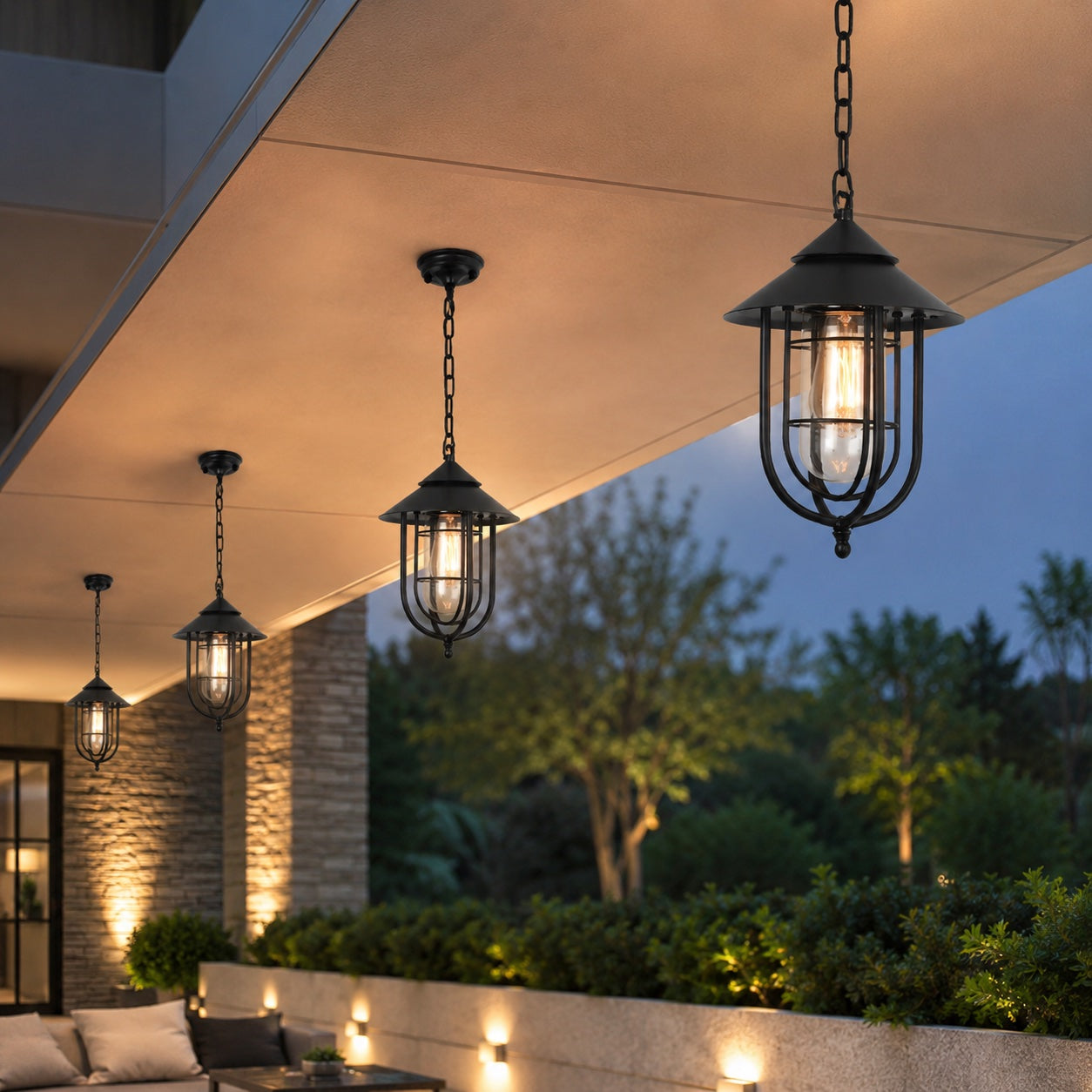 IP65 Waterproof Die-Cast Aluminum Birdcage Pendant Light (Adjustable Height)