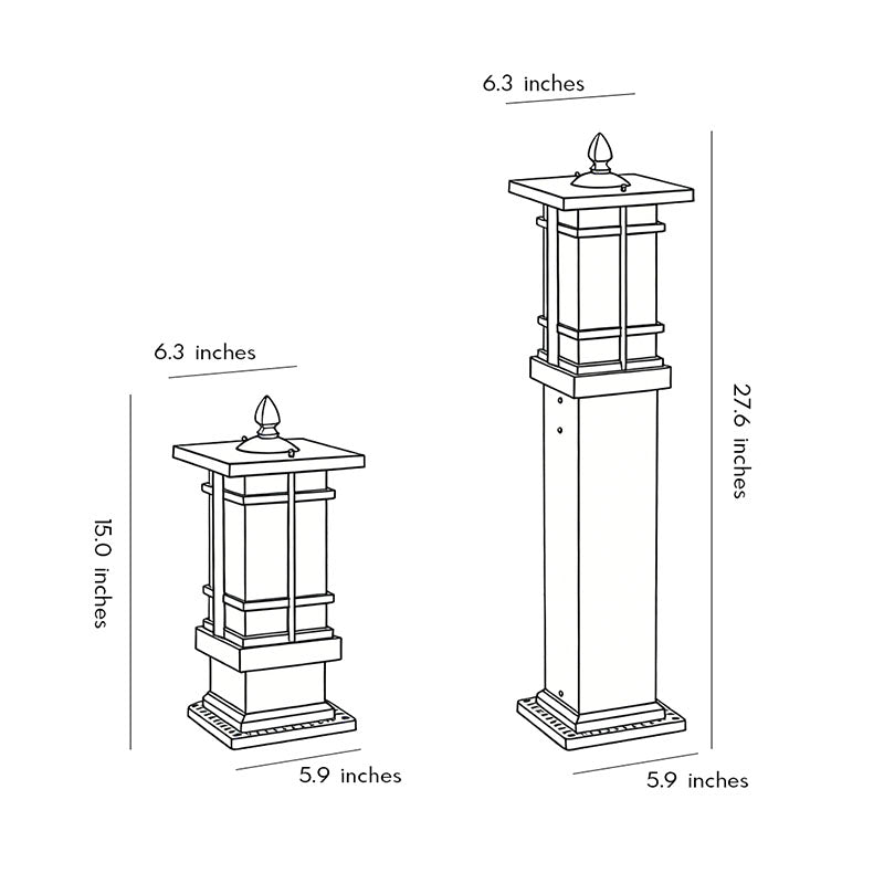 IP65 Weatherproof Aluminum & Glass Warm White Bollard Light