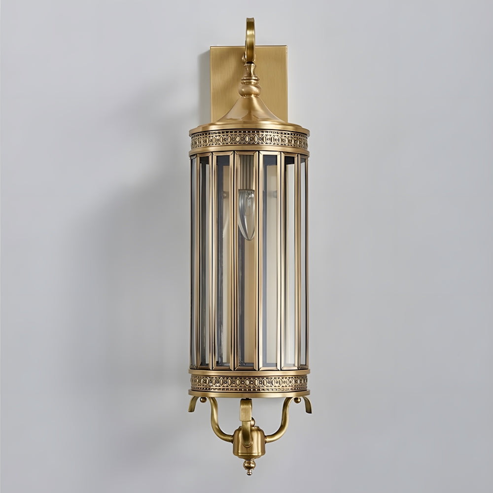 IP65 Weatherproof Brass & Glass Wall Lantern (Includes E14 Bulb)