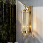 IP65 Weatherproof Brass & Glass Wall Lantern (Includes E14 Bulb)