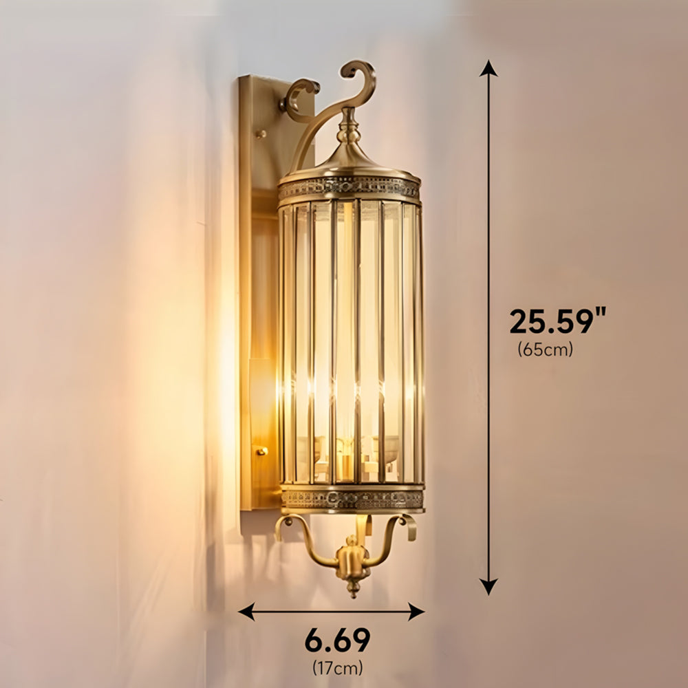 IP65 Weatherproof Brass & Glass Wall Lantern (Includes E14 Bulb)