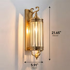 IP65 Weatherproof Brass & Glass Wall Lantern (Includes E14 Bulb)