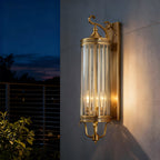 IP65 Weatherproof Brass & Glass Wall Lantern (Includes E14 Bulb)
