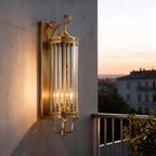 IP65 Weatherproof Brass & Glass Wall Lantern (Includes E14 Bulb)