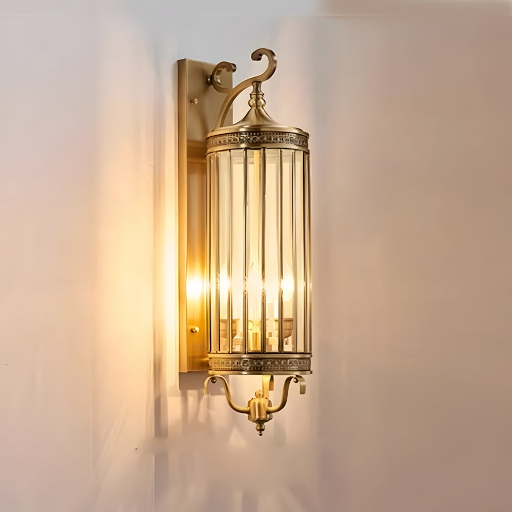 IP65 Weatherproof Brass & Glass Wall Lantern (Includes E14 Bulb)
