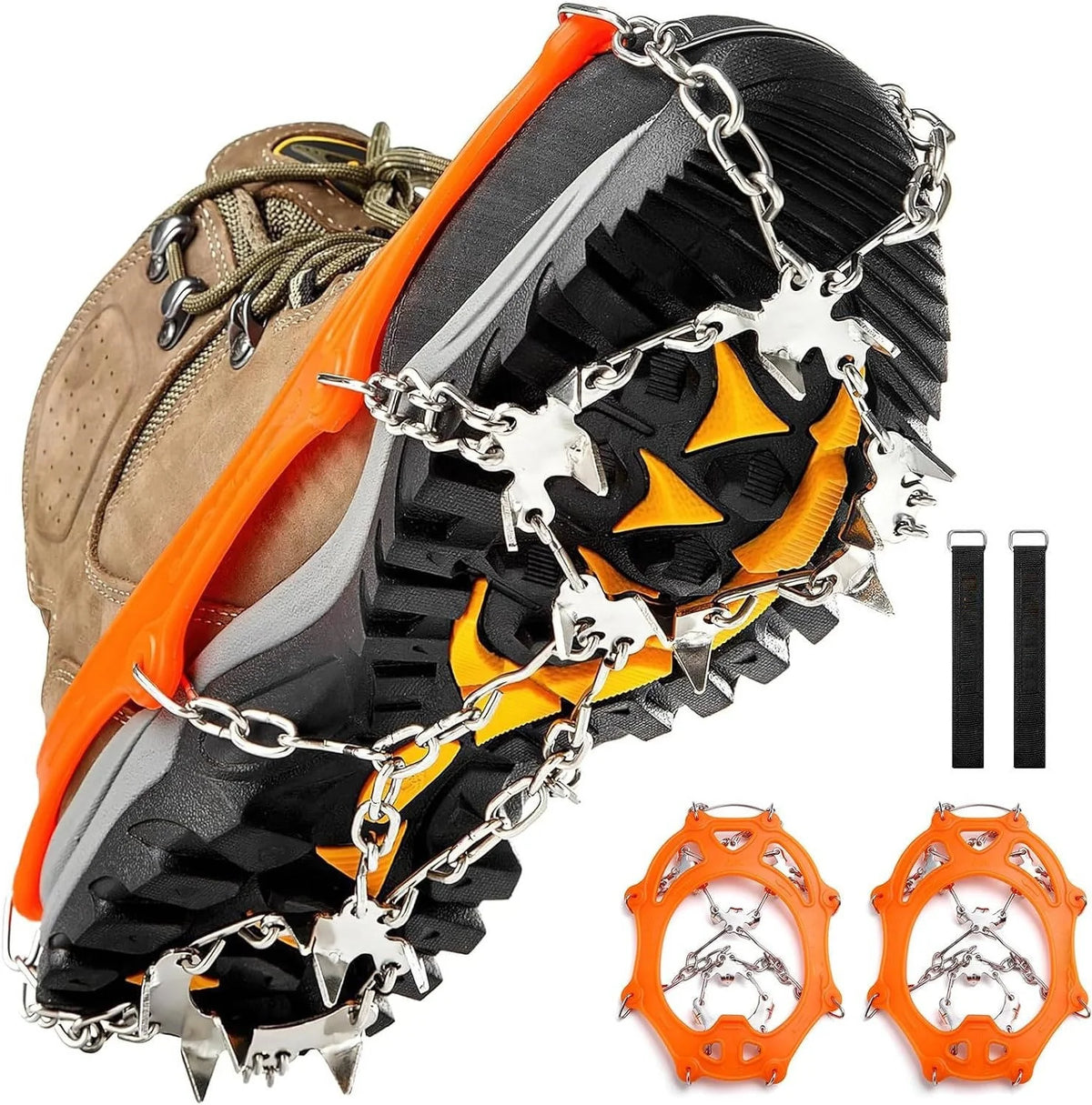 Ice Cleats 19 Stainless Steel Spikes Cold-Resistant TPE