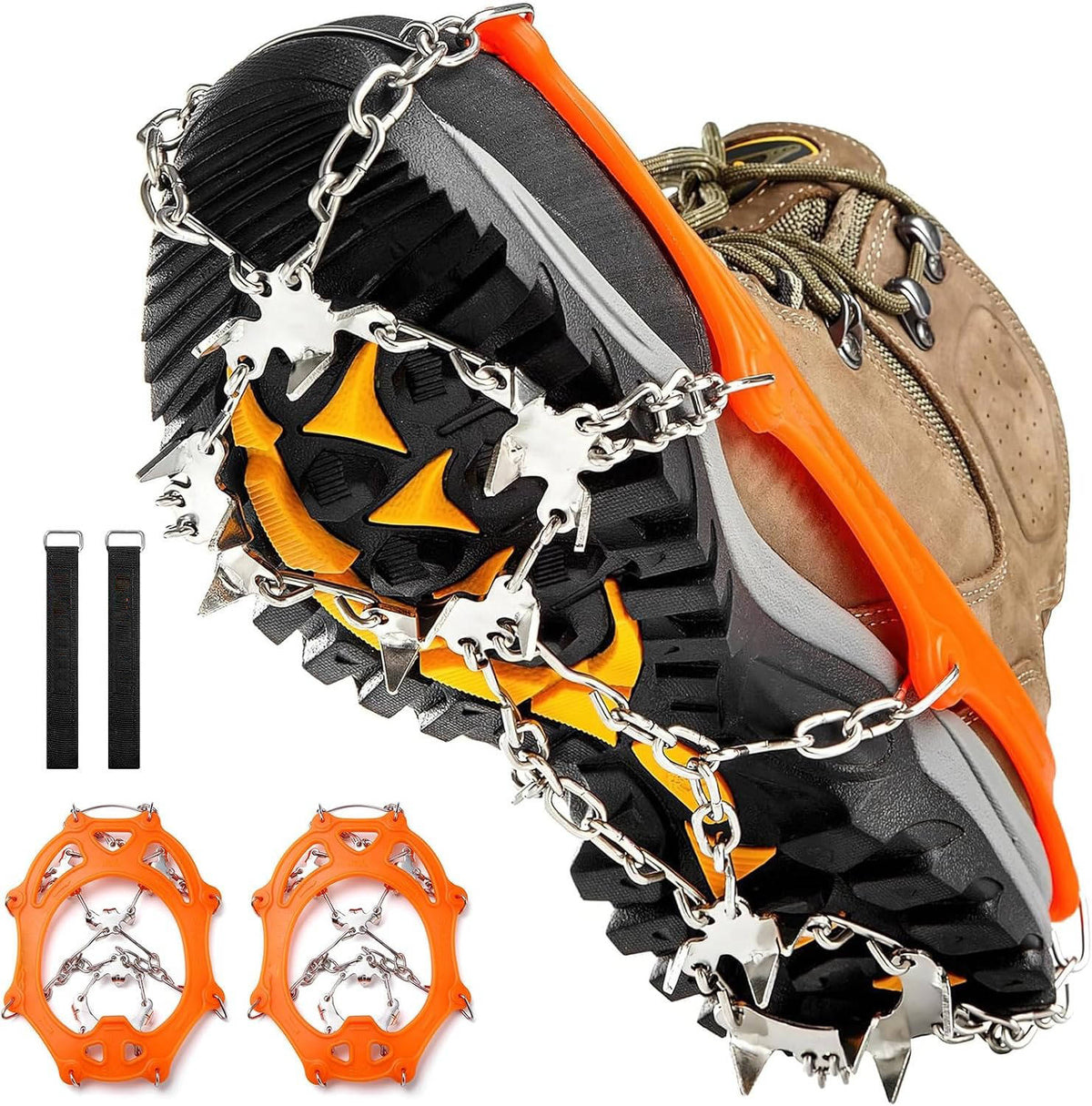 Ice Cleats 19 Stainless Steel Spikes Cold-Resistant TPE