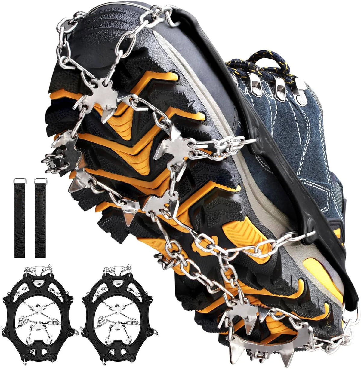 Ice Cleats 19 Stainless Steel Spikes Cold-Resistant TPE