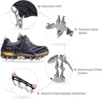 Ice Cleats 19 Stainless Steel Spikes Cold-Resistant TPE