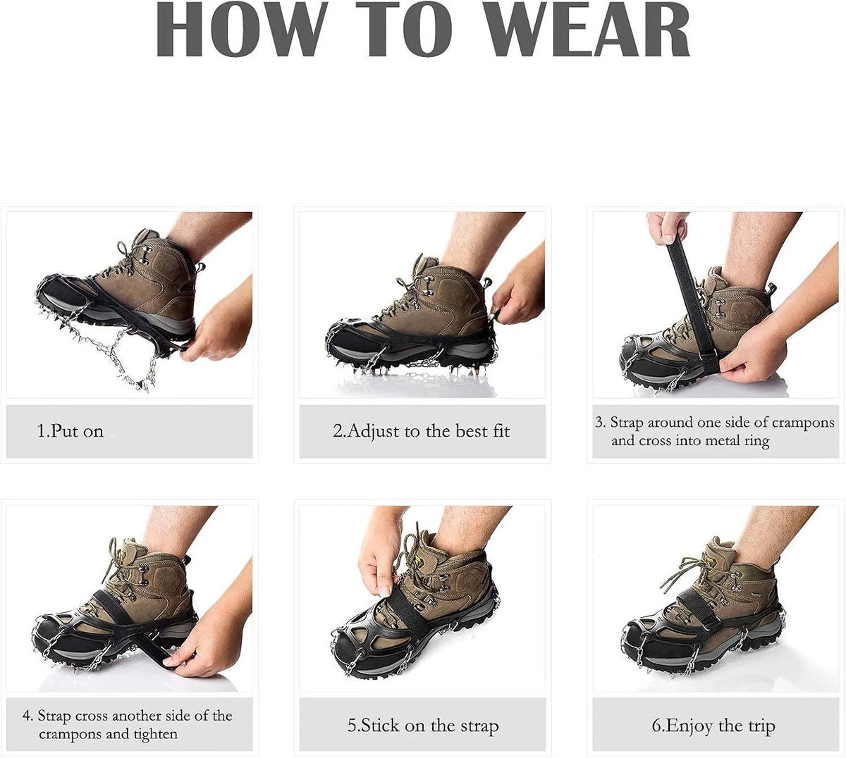 Ice Cleats 19 Stainless Steel Spikes Cold-Resistant TPE