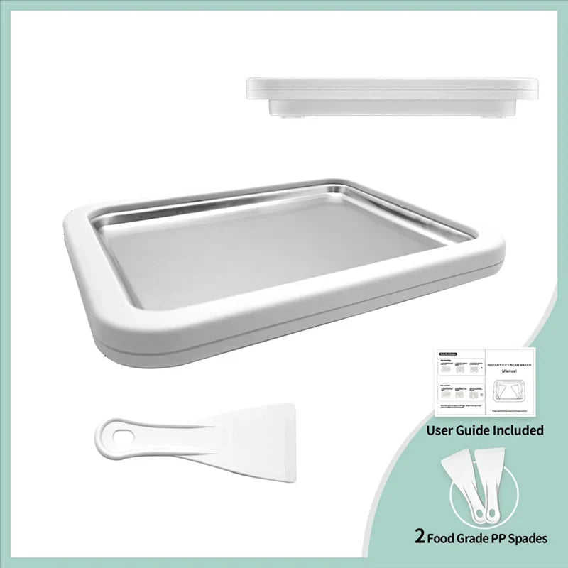 Ice Cream Roll Plate Stainless Steel Includes 2 Scrapers