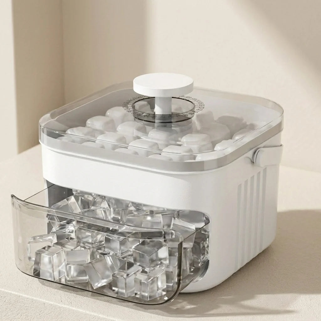 Ice Cube Tray Double-Layer Push-Button Release 50-Cube Capacity