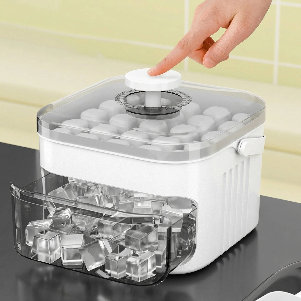 Ice Cube Tray Double-Layer Push-Button Release 50-Cube Capacity