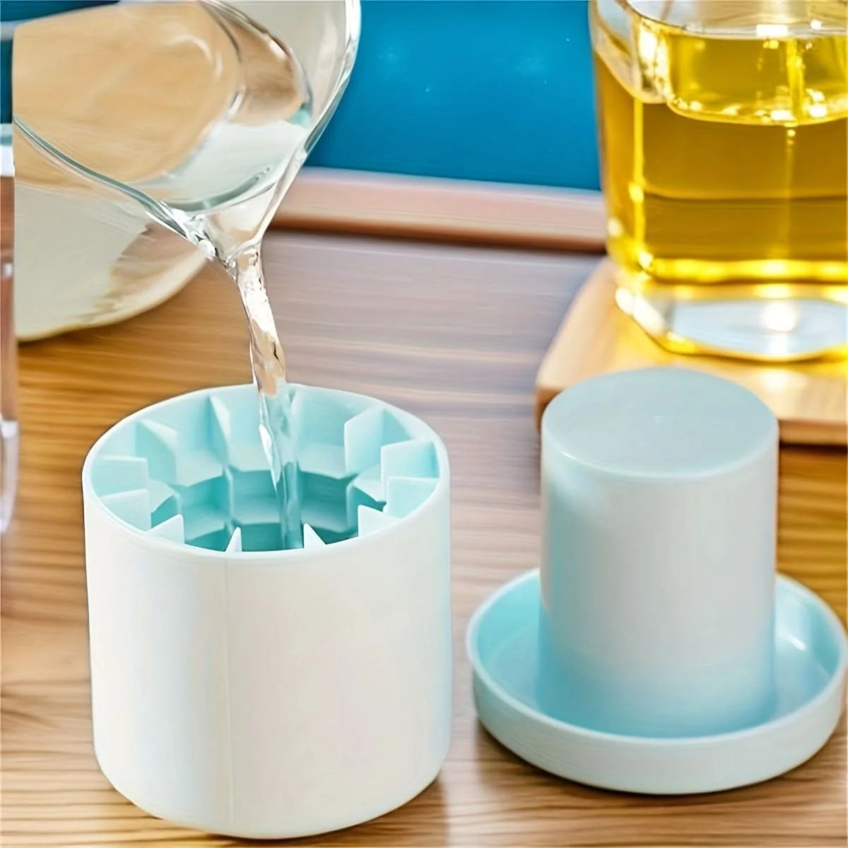Ice Cube Tray Flexible Silicone Storage Bucket