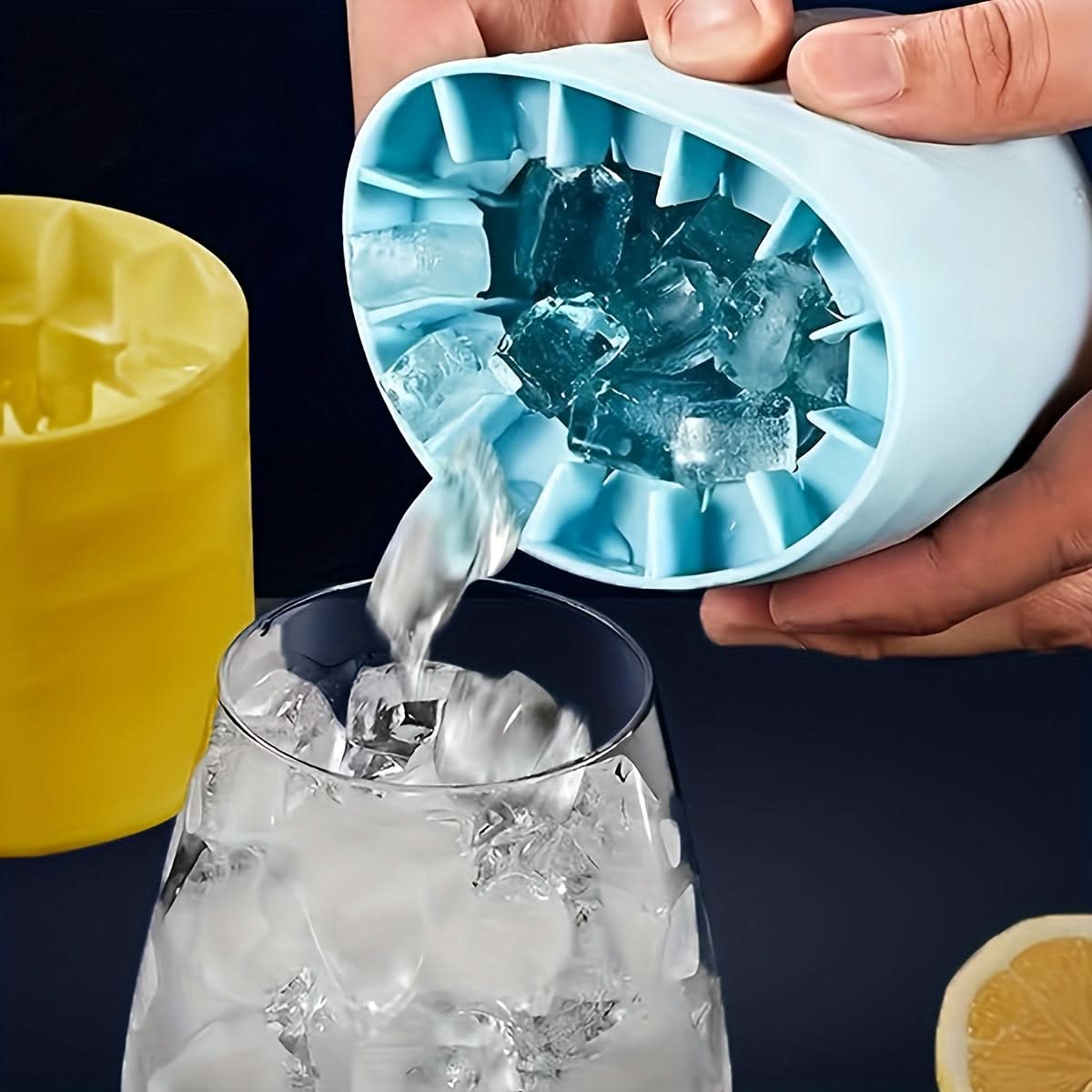 Ice Cube Tray Flexible Silicone Storage Bucket
