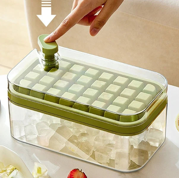 Ice Cube Tray One-Press Release BPA-Free & Stackable Lids