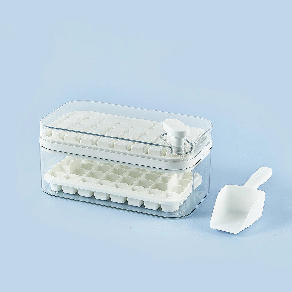 Ice Cube Tray One-Press Release BPA-Free & Stackable Lids