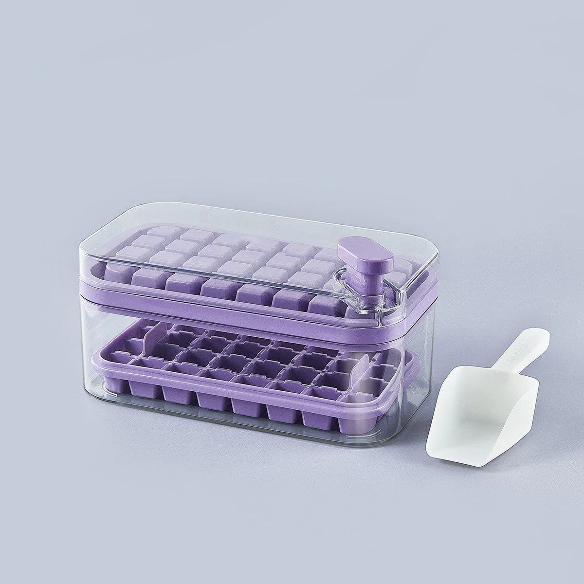 Ice Cube Tray One-Press Release BPA-Free & Stackable Lids