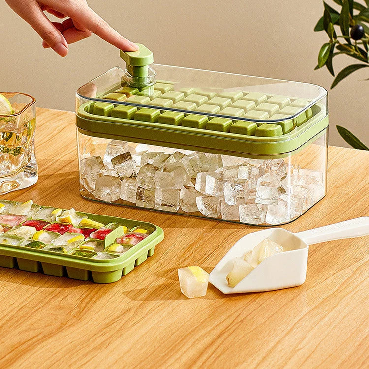 Ice Cube Tray One-Press Release BPA-Free & Stackable Lids