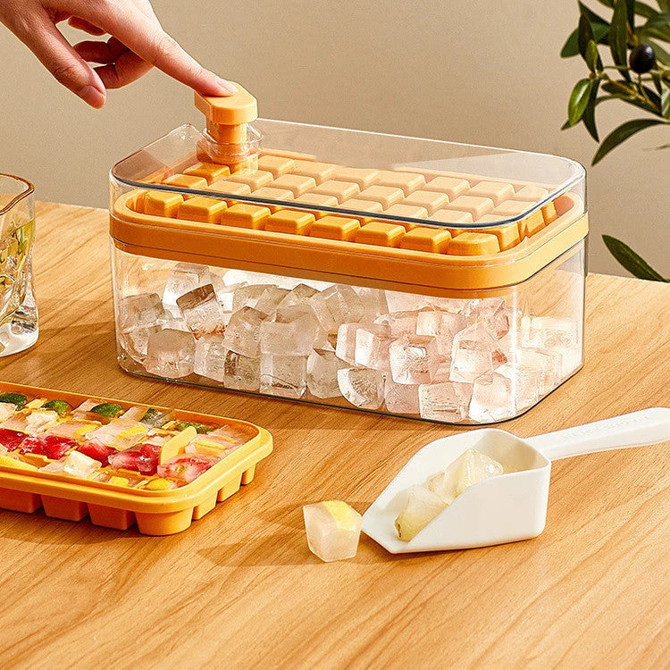 Ice Cube Tray One-Press Release BPA-Free & Stackable Lids