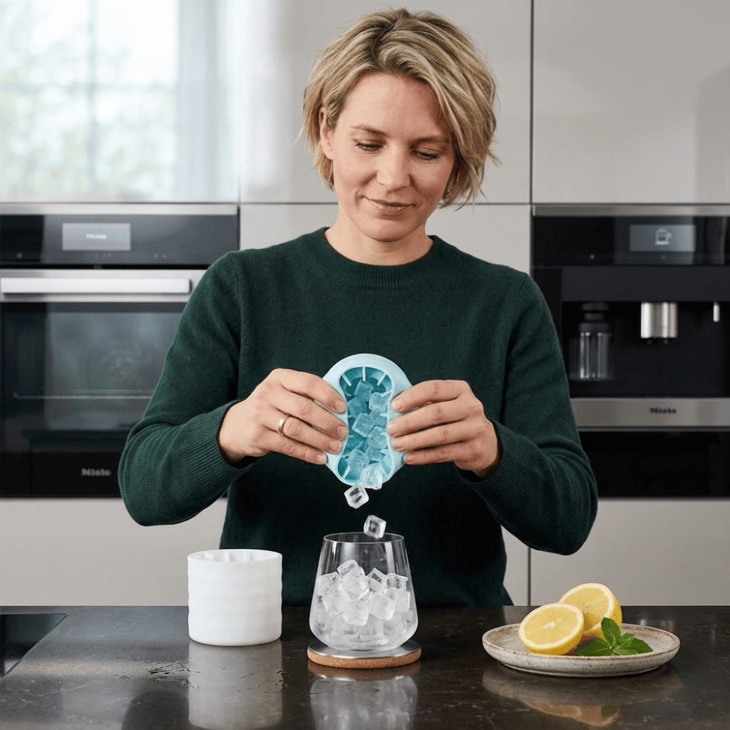 Ice Cube Tray Silicone Lidded Stackable Easy Release