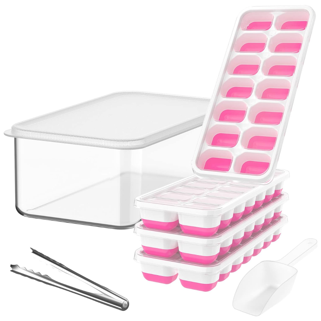 Ice Cube Trays Flexible Silicone Stackable 4-Pack
