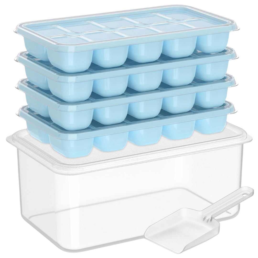 Ice Cube Trays Flexible Silicone Stackable 4-Pack