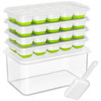 Ice Cube Trays Flexible Silicone Stackable Set of 4