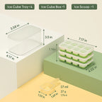 Ice Cube Trays Flexible Silicone Stackable Set of 4