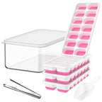 Ice Cube Trays Flexible Silicone Stackable Set of 4