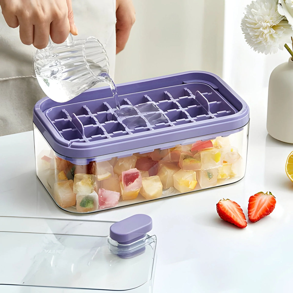 Ice Tray System Push Release & Enclosed Storage