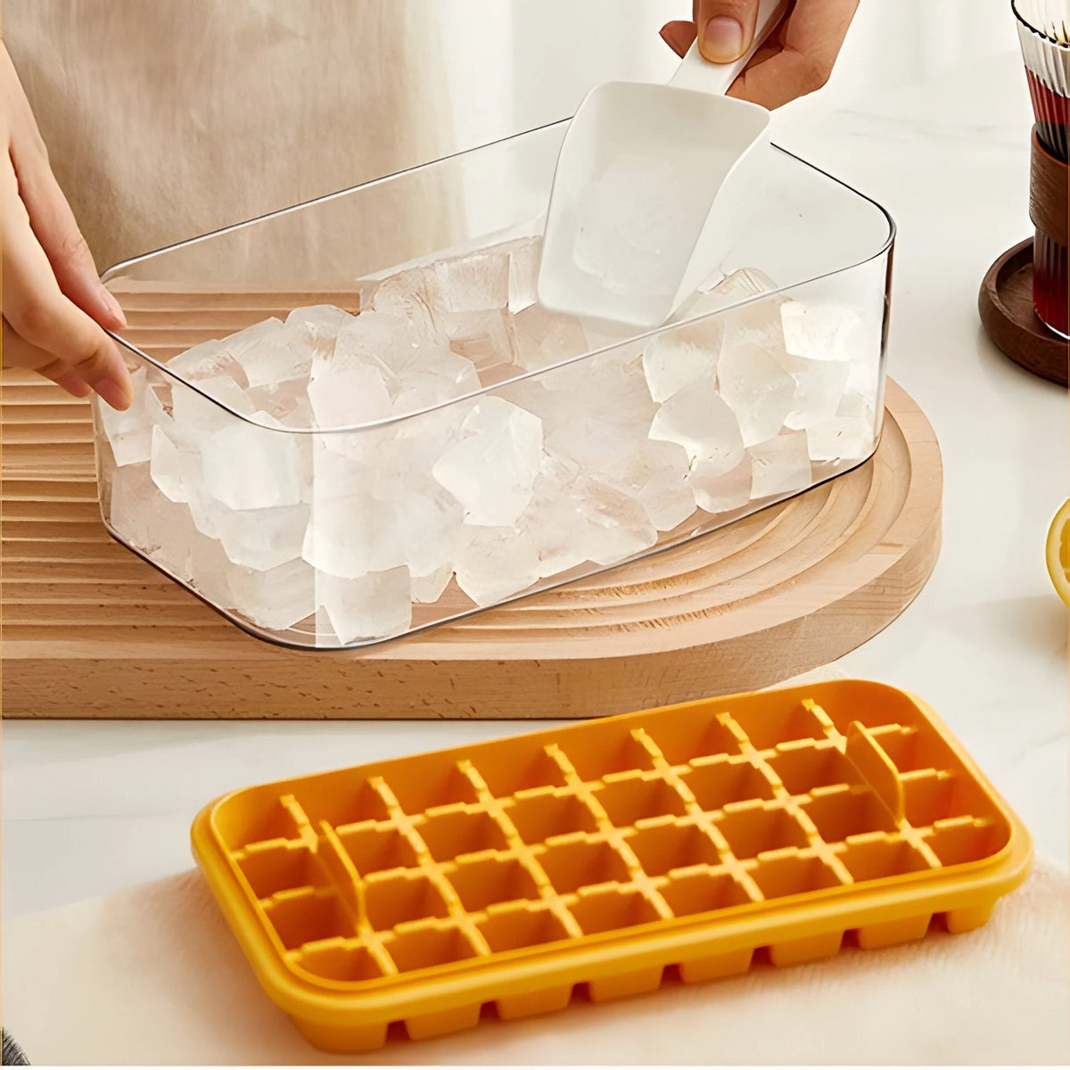 Ice Tray System Push Release & Enclosed Storage