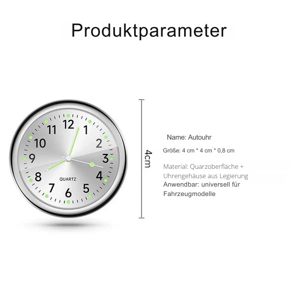Illuminated Waterproof Metal Vehicle Clock (Dashboard/Handlebar Mount)