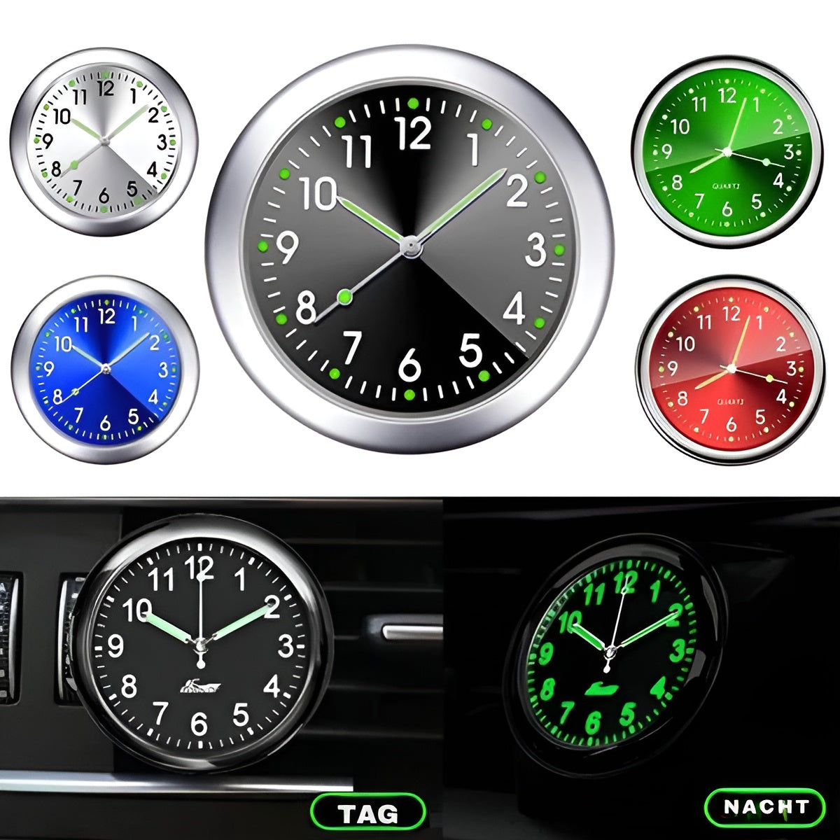 Illuminated Waterproof Metal Vehicle Clock (Dashboard/Handlebar Mount)