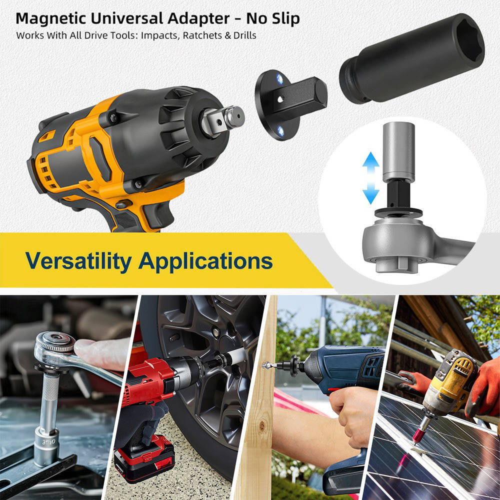 Impact Socket Adapter Set Low-Profile Magnetic Set of 4