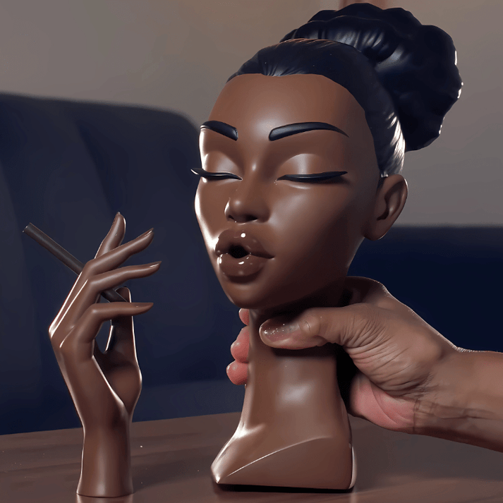 Incense Burner Backflow Black Woman Head Handcrafted Resin