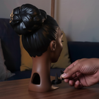 Incense Burner Backflow Black Woman Head Handcrafted Resin