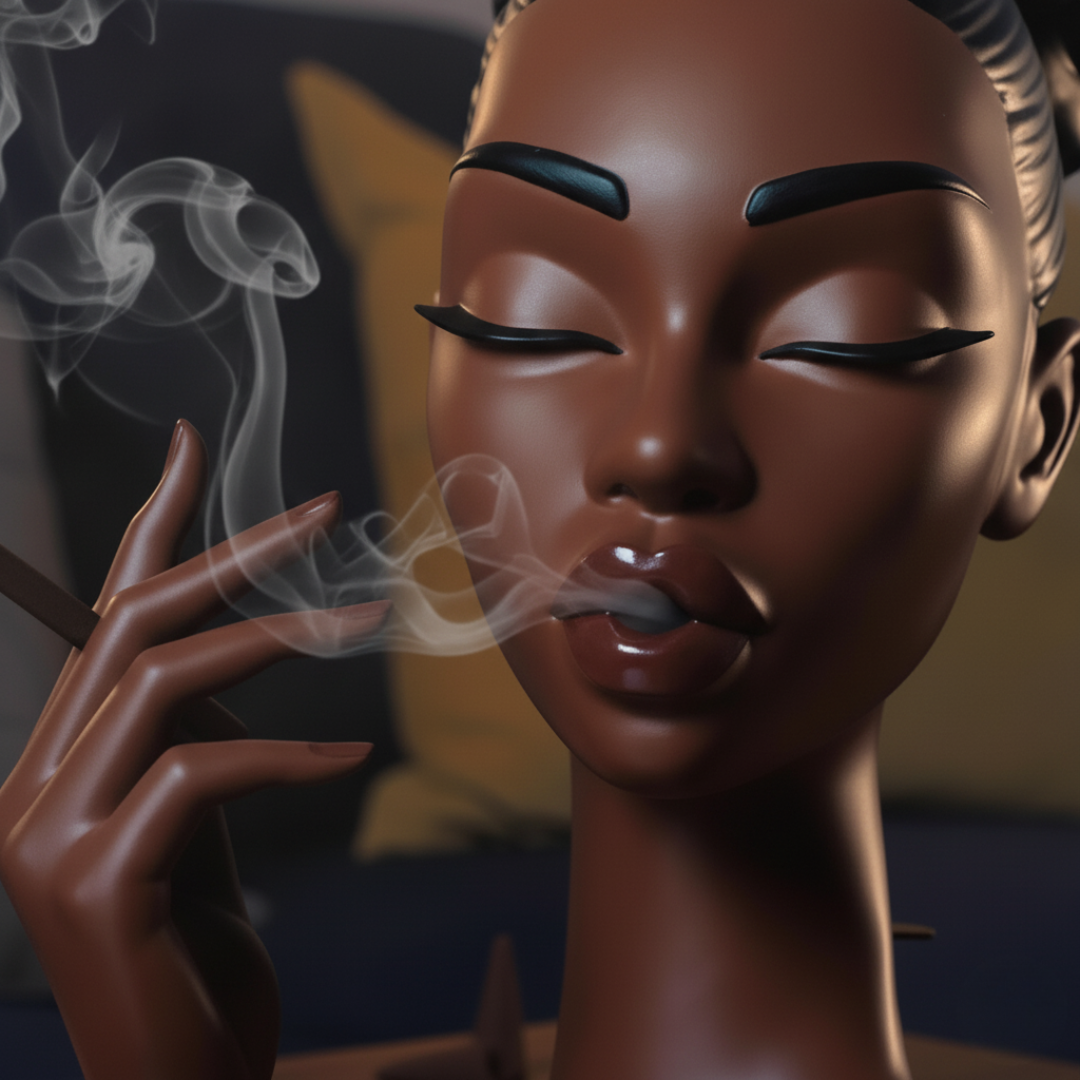 Incense Burner Backflow Black Woman Head Handcrafted Resin