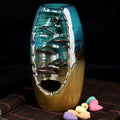 Incense Burner Ceramic Backflow Smoke Waterfall Includes 50 Cones