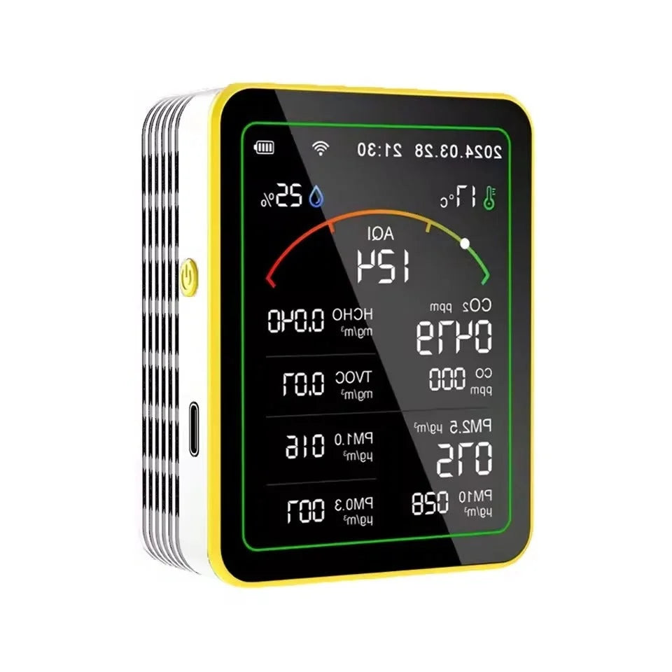 Indoor Air Quality Monitor Color LCD 15 Parameters