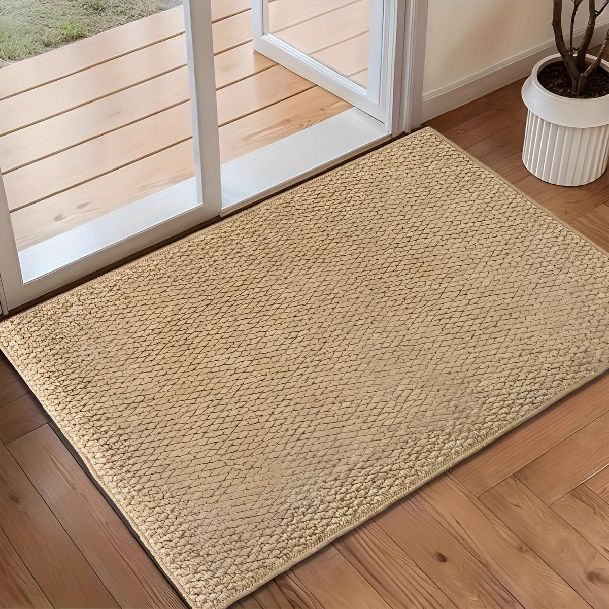 Indoor Doormat Non-Slip & Machine Washable Natural Jute-Look