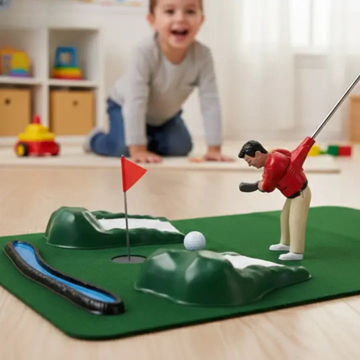 Indoor Mini Golf Set Adjustable Course Includes 6 Clubs