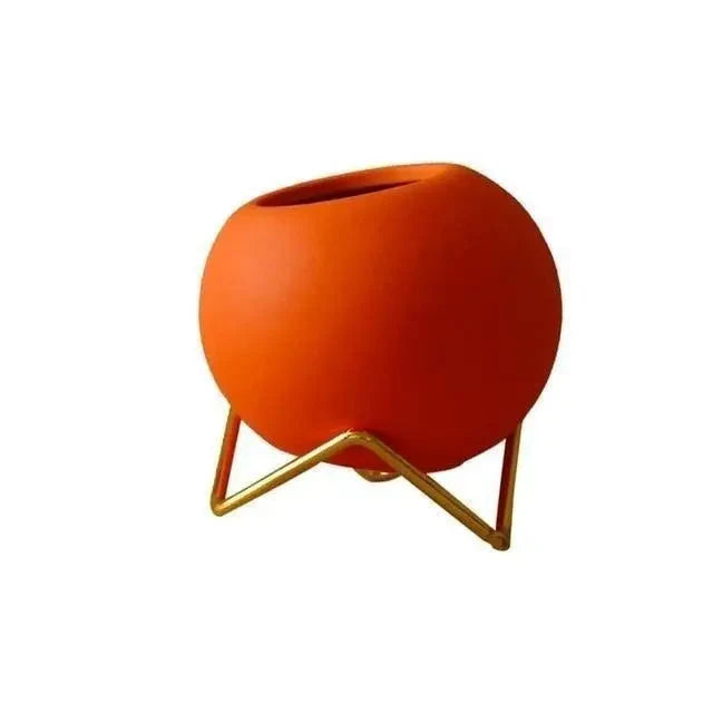 Indoor Plant Pot Ceramic With Galvanized Steel Stand