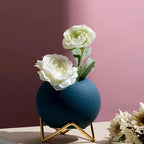 Indoor Plant Pot Ceramic With Galvanized Steel Stand