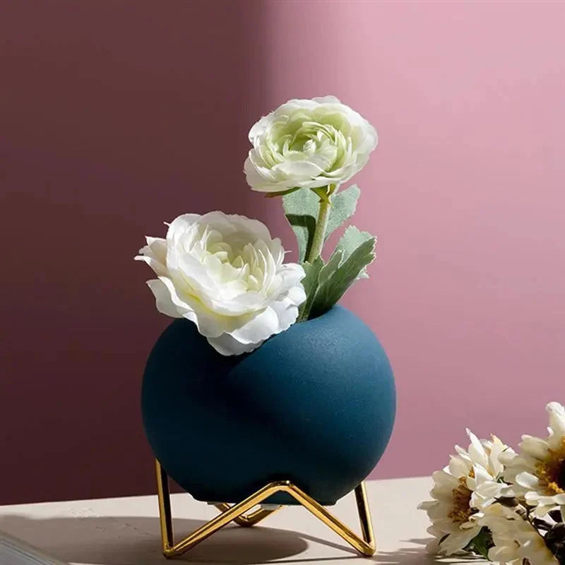 Indoor Plant Pot Ceramic With Galvanized Steel Stand