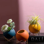 Indoor Plant Pot Ceramic With Galvanized Steel Stand