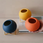 Indoor Plant Pot Ceramic With Galvanized Steel Stand