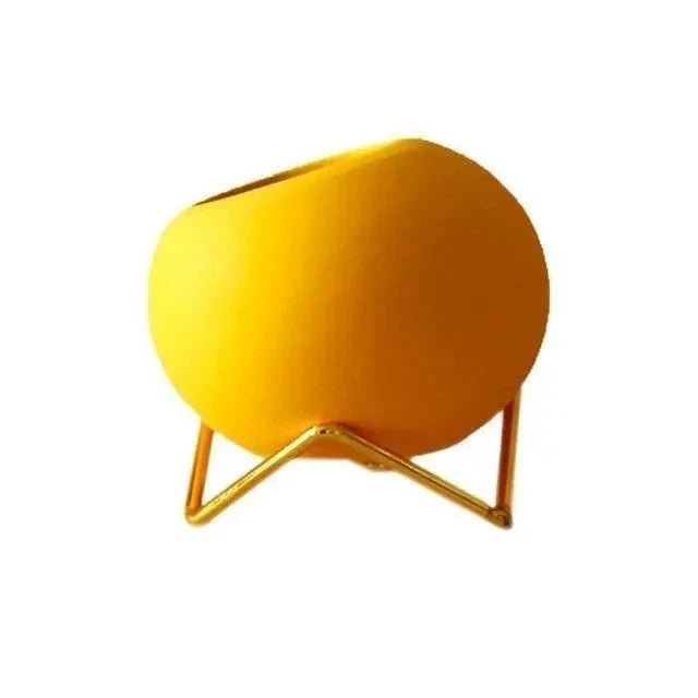 Indoor Plant Pot Ceramic With Galvanized Steel Stand