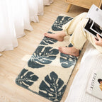 Indoor Runner Mat Leaf Pattern Plush Non-Slip