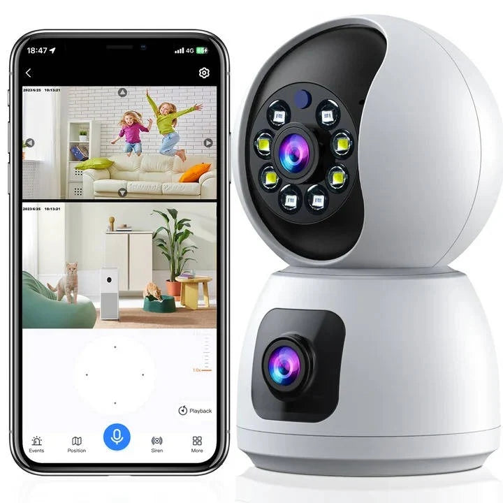 Indoor Security Camera Dual Lens 1080P Pan & Tilt